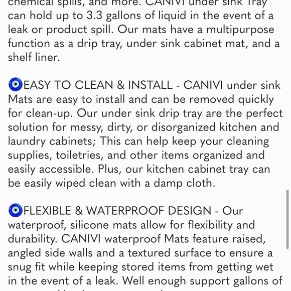 Under Sink Mat, 34" x 22" Waterproof Silicone Under Sink Tray  (Grey) - Picture 6 of 7